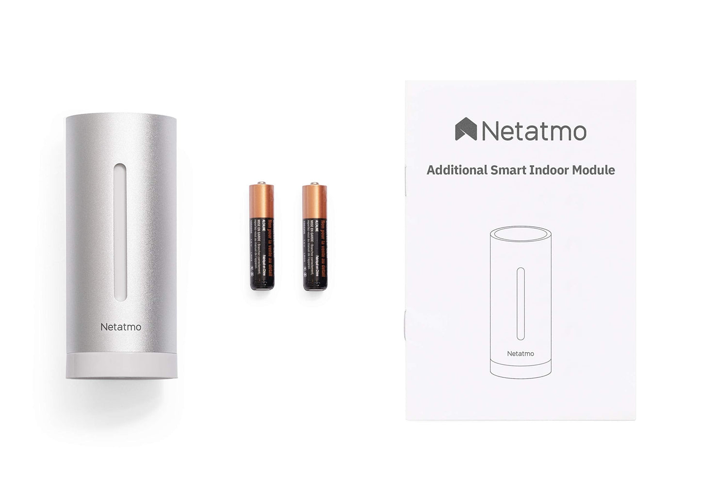 Additional Module for Netatmo Weather Station, temperature, humidity and air-quality (CO2), control via smartphone, Accessory of Netatmo Weather Station, NIM01-WW, silver