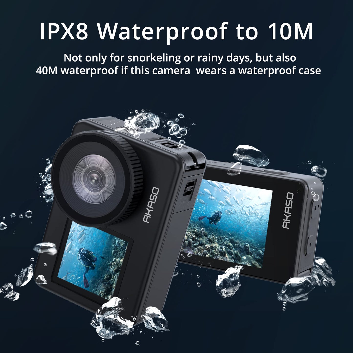 AKASO Brave 7 Action Camera with 64GB microSDXC Memory Card - IPX8 Waterproof Underwater Camera Native 4K 20MP WiFi Cam with Touch Screen EIS 2.0 Zoom Support External Mic Voice Control Vlog Camera