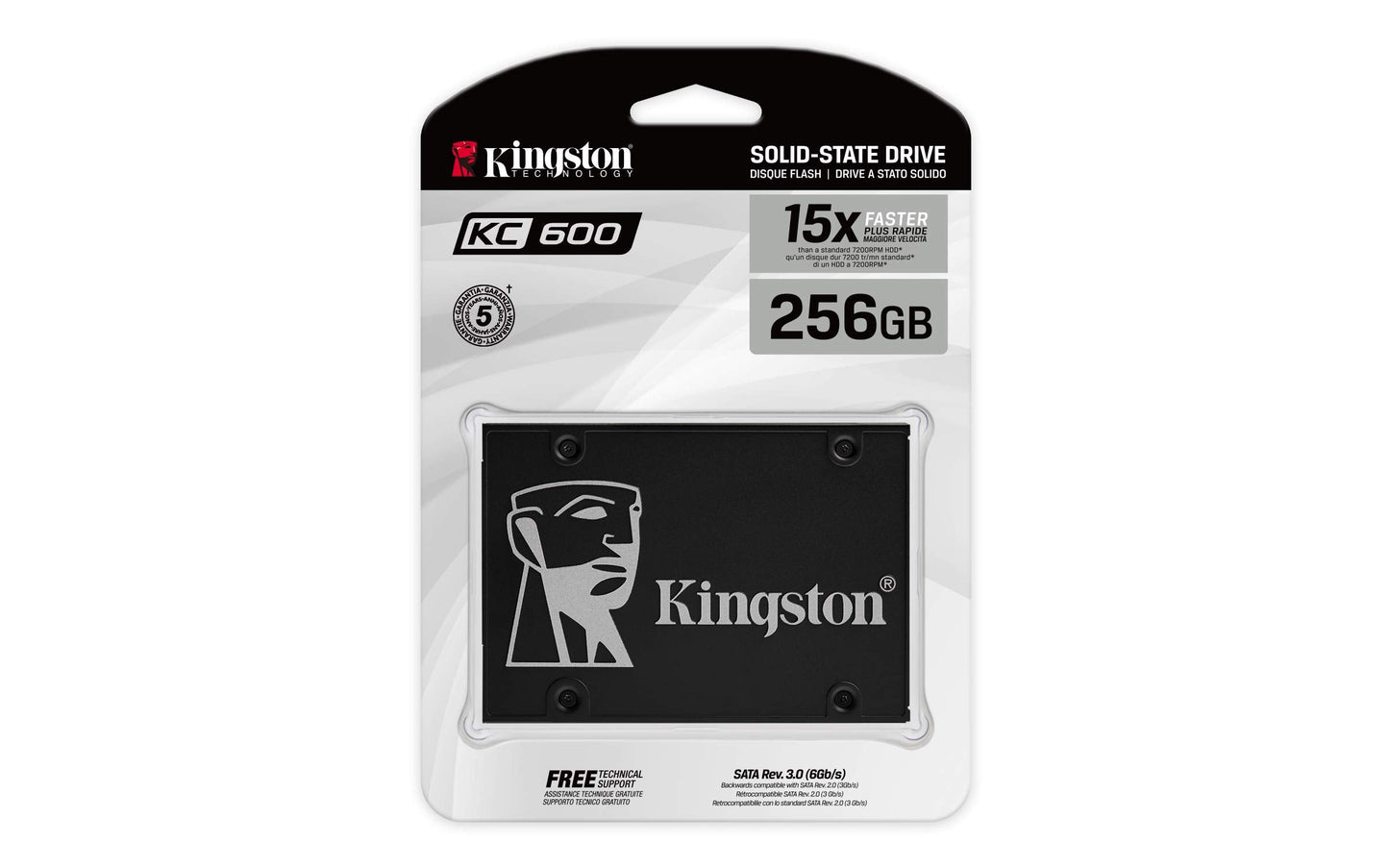 Kingston KC600 SSD SKC600/256G Internal SSD 2.5" SATA Rev 3.0, 3D TLC, XTS-AES 256-bit encryption