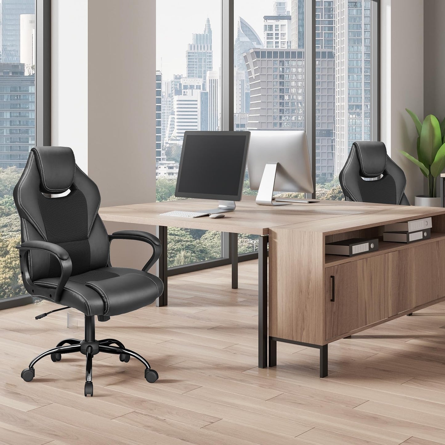 BASETBL Office Chair, Ergonomic Computer Chair for Home Gaming Business, Adjustable Height Durable Comfy Executive Chair, 150kg Black