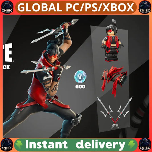 Fortnite Crimson Warden Pack - Tatsuo Outfit + LEGO Style, Tatsuo's Gearbag Back Bling, Crimson Sai Pickaxe & 600 V-Bucks - Global Digital Code - PC/PS/Xbox