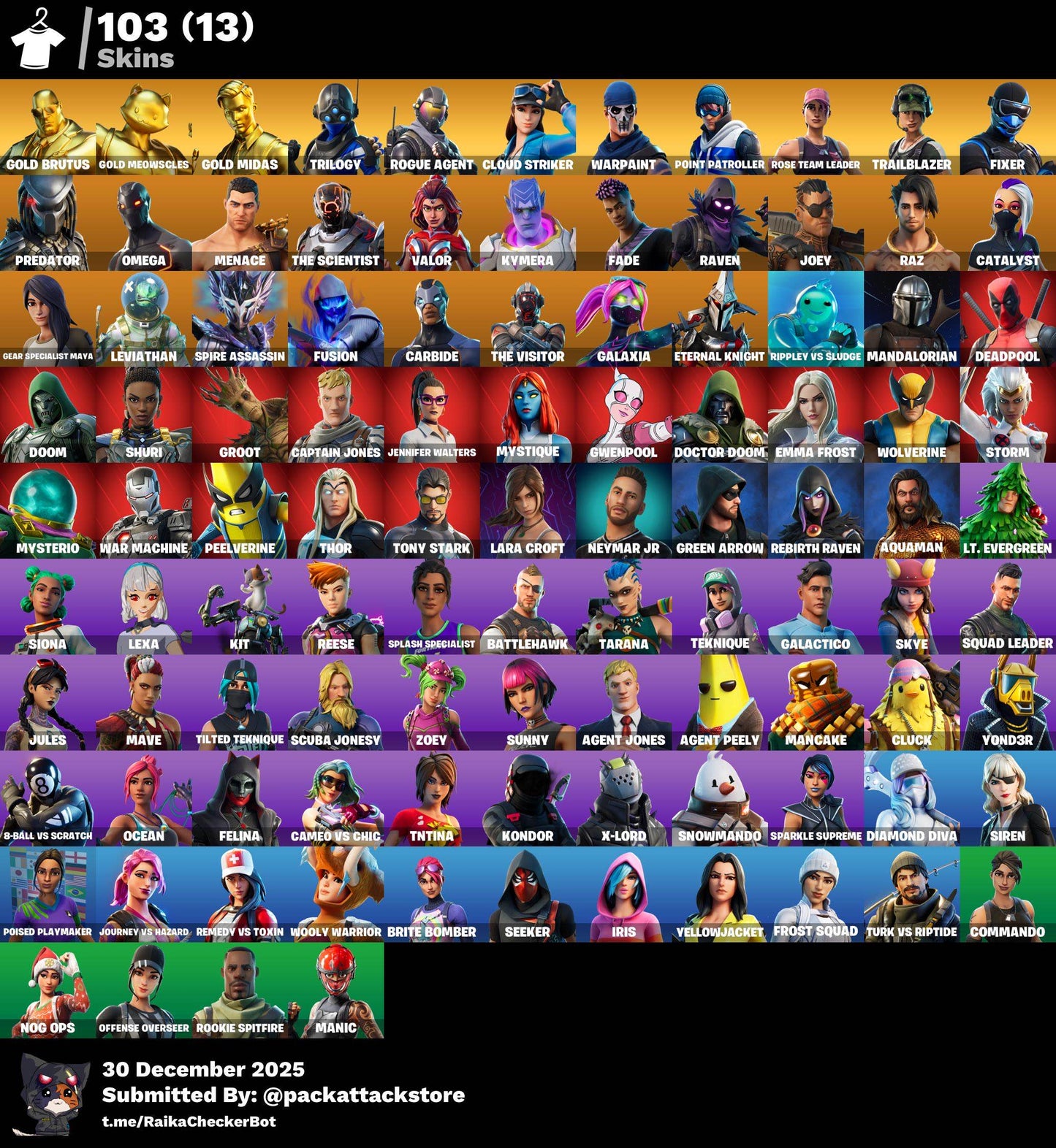 Fortnite Account - 103 Skins | OG STW, Predator, Trilogy, Rogue Agent, Point Patroller