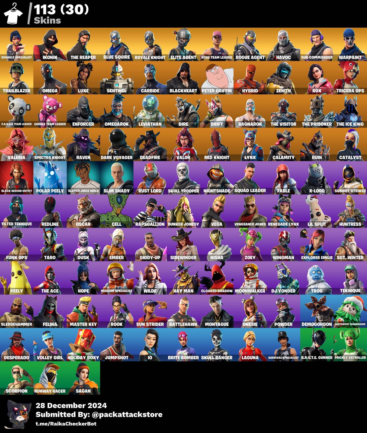 Fortnite Account - 113 Skins | IKONIK, OG STW, Sparkle Specialist, The Reaper