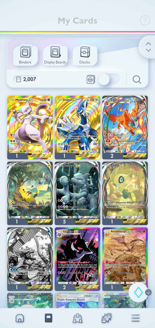 Pokémon TCG Pocket: LvL. 32 | 2000+ Cards | 2 Crowns Cards + 10 Immersive Cards | Dialga & Charizard Crown EX | Charizard, Pikachu, Mew, Celebi, Palkia Immersive