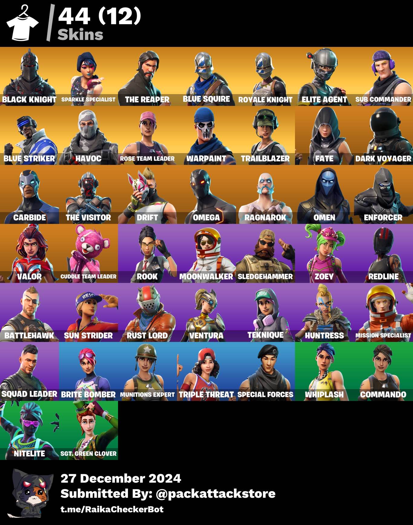 Fortnite Account - 44 skins | Black Knight, OG STW, Sparkle Specialist, The Reaper, Mako