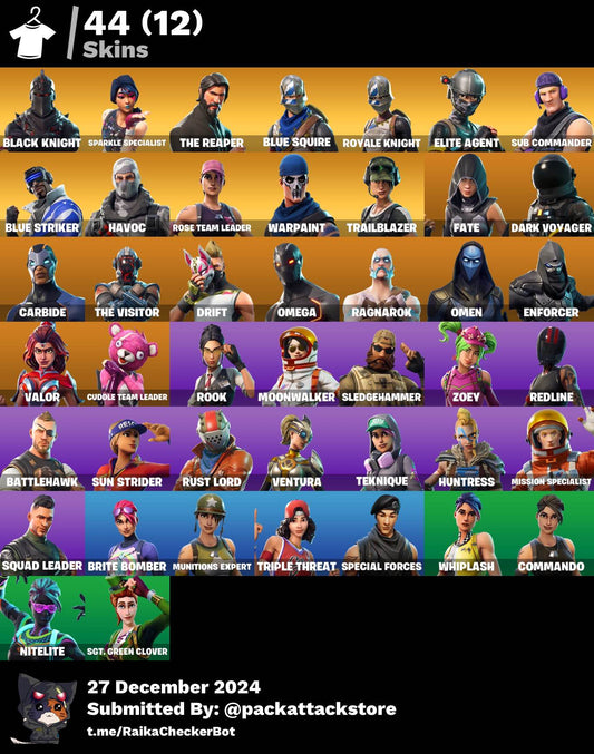 Fortnite Account - 44 skins | Black Knight, OG STW, Sparkle Specialist, The Reaper, Mako