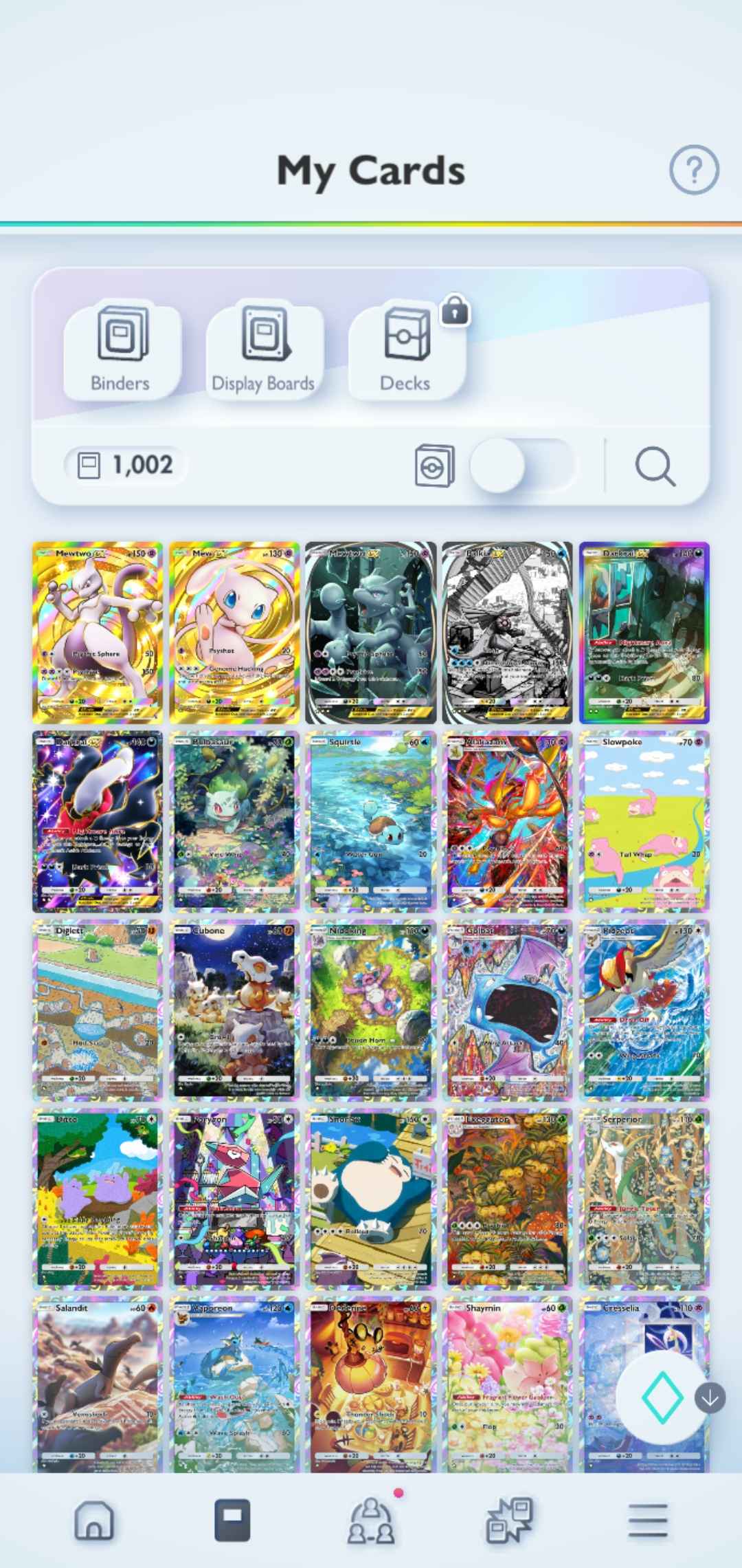 Pokémon TCG Pocket: LvL. 16 | 1000+ Cards | 2 Crown Cards | Mew EX & Mewtwo EX Crown | Metwo and Palkia Immersive EX | 2 x Darkrai EX