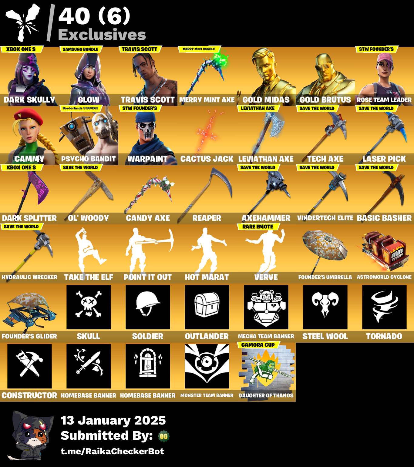 Fortnite Account - Dark Skully, OG STW, Travis Scott, Glow, 80 Max Styles