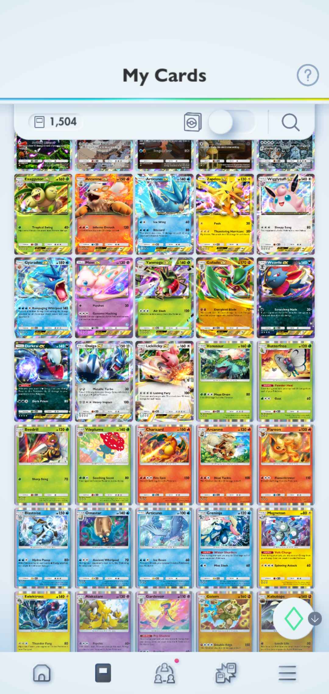 Pokémon TCG Pocket: LvL. 28 | 1500+ Cards | 5 Crown Cards + 3 Immersive Cards | Mewtwo Crown, Mew Crown, 2 x Palkia Crown & Dialga Crown EX | Mewtwo Immersive & 2 x Dialga Immersive