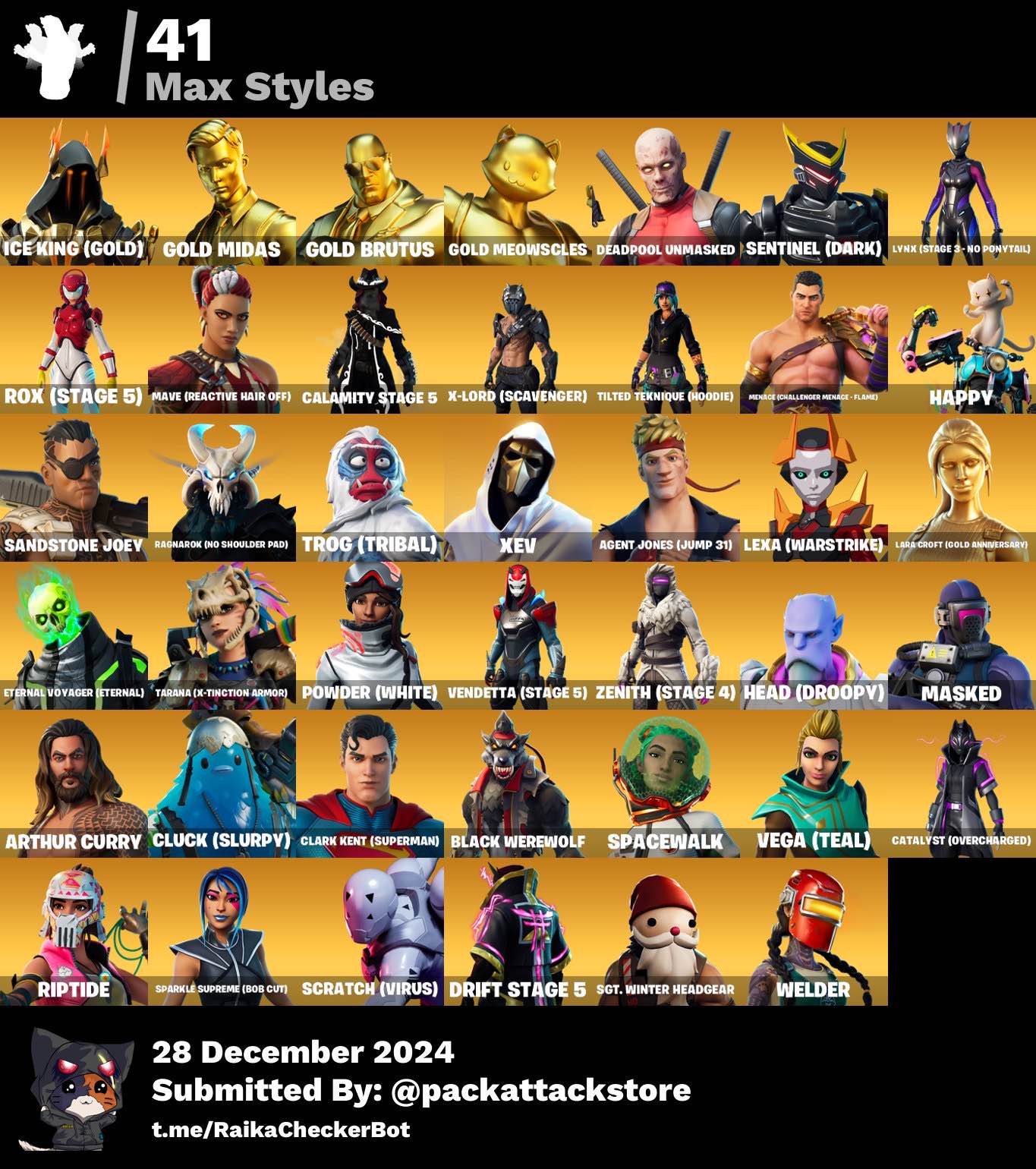 Fortnite Account - Wildcat, The Reaper, Blue Team Leader | 130 Skins