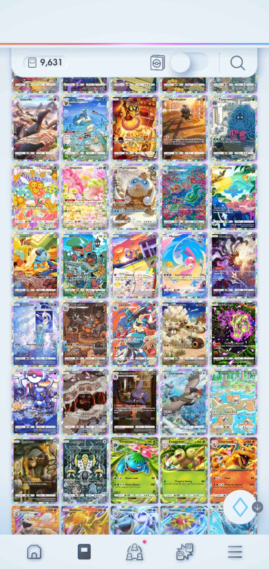 Pokémon TCG Pocket: LvL. 50 | 10,000+ Cards | 7 Crown Cards + 23 Immersive Cards | Charizard, 2x Pikachu, Mewtwo, 2 x Mew, & Palkia Crown EX