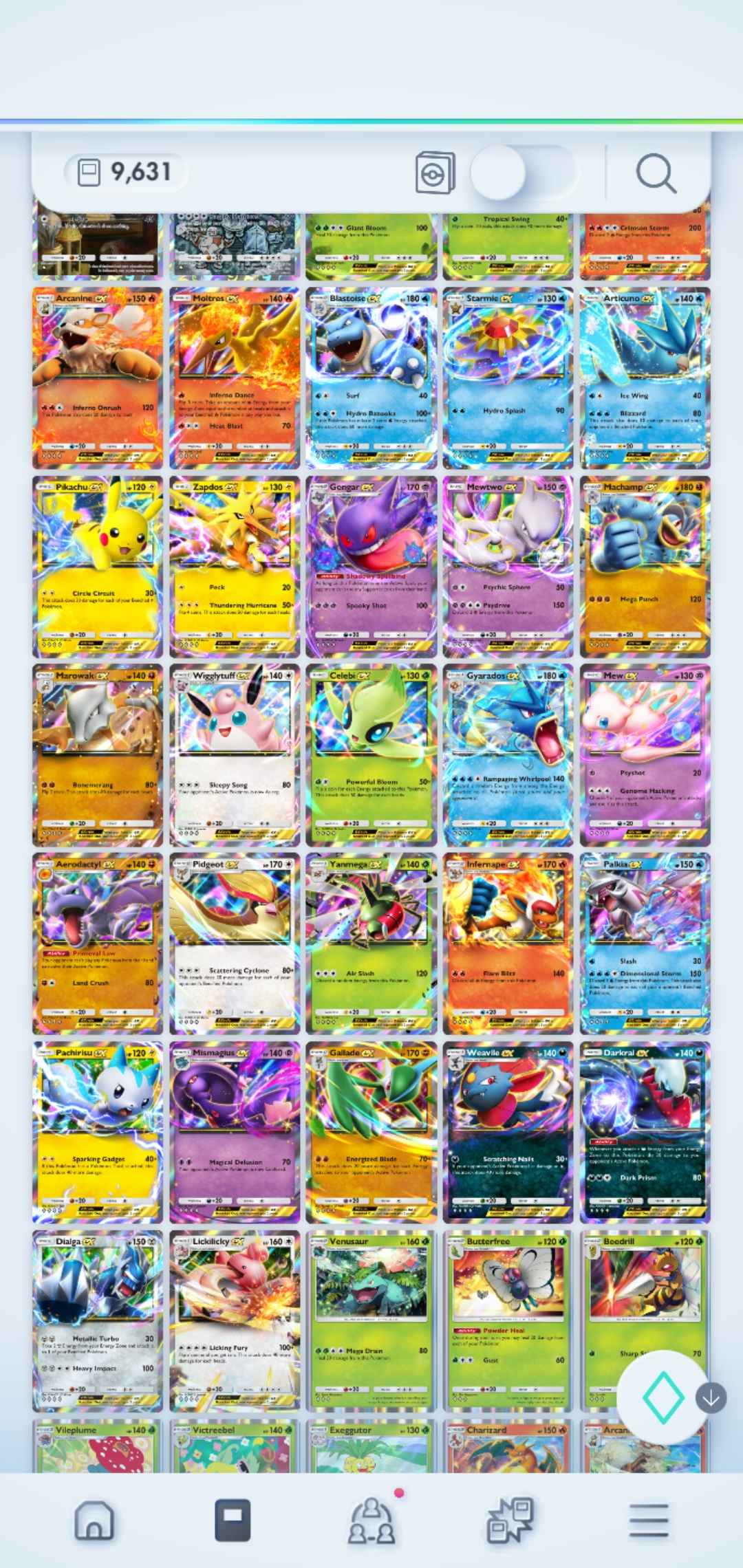 Pokémon TCG Pocket: LvL. 50 | 10,000+ Cards | 7 Crown Cards + 23 Immersive Cards | Charizard, 2x Pikachu, Mewtwo, 2 x Mew, & Palkia Crown EX