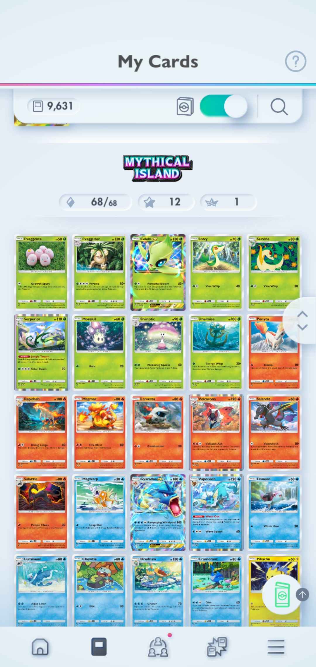 Pokémon TCG Pocket: LvL. 50 | 10,000+ Cards | 7 Crown Cards + 23 Immersive Cards | Charizard, 2x Pikachu, Mewtwo, 2 x Mew, & Palkia Crown EX