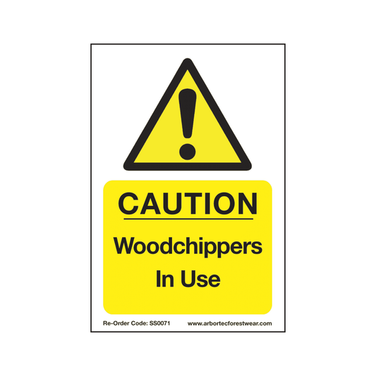 Correx Saftey Sign "Caution Wood Chippers In Use"