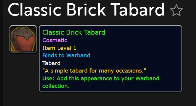 World of Warcraft | Classic Brick Tabard | Walgreens Exclusive