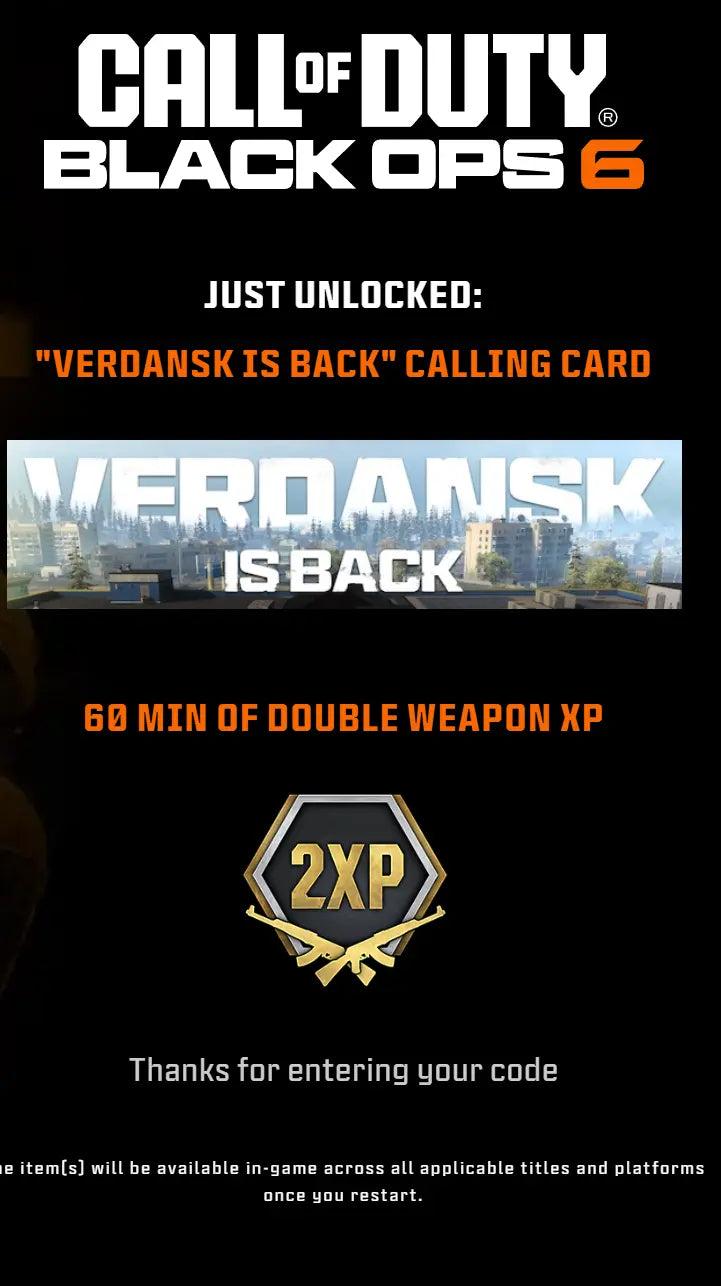 Call of duty Black Ops 6 - "Verdansk is Back" Calling Card