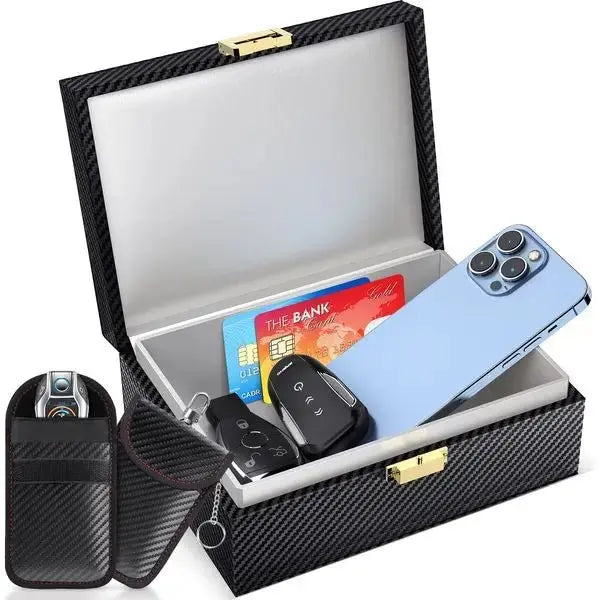 Faraday Box for Car Keys & 2 Pack Faraday Pouch, Keyless Car Key Signal Blocking Box