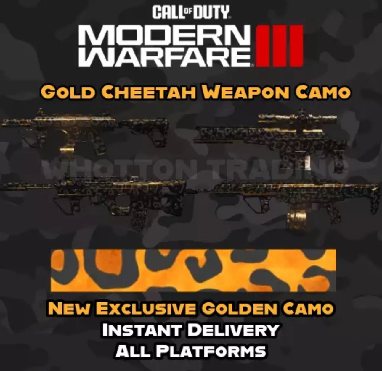 Golden Cheetah Camo for Call of Duty Modern Warfare 3  COD MW3