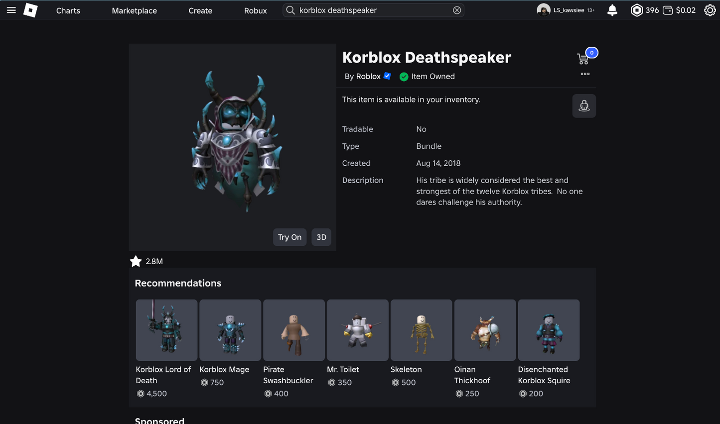 Roblox Stacked Korblox Account (60k+ Summary)