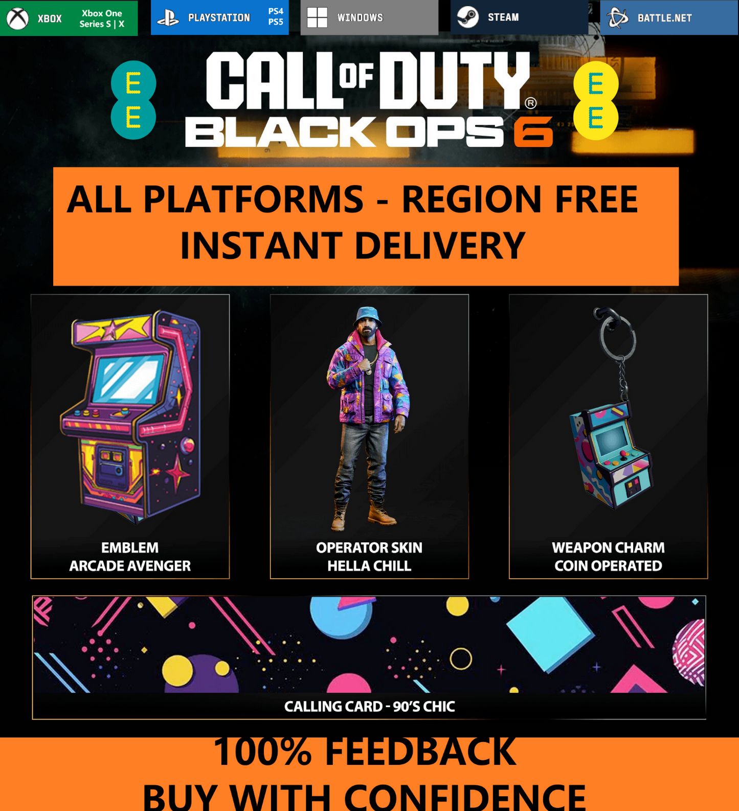 🔥ULTRA RARE🔥 CALL OF DUTY BLACK OPS 6 HELLA CHILL OPERATOR SKIN BUNDLE EE ✅