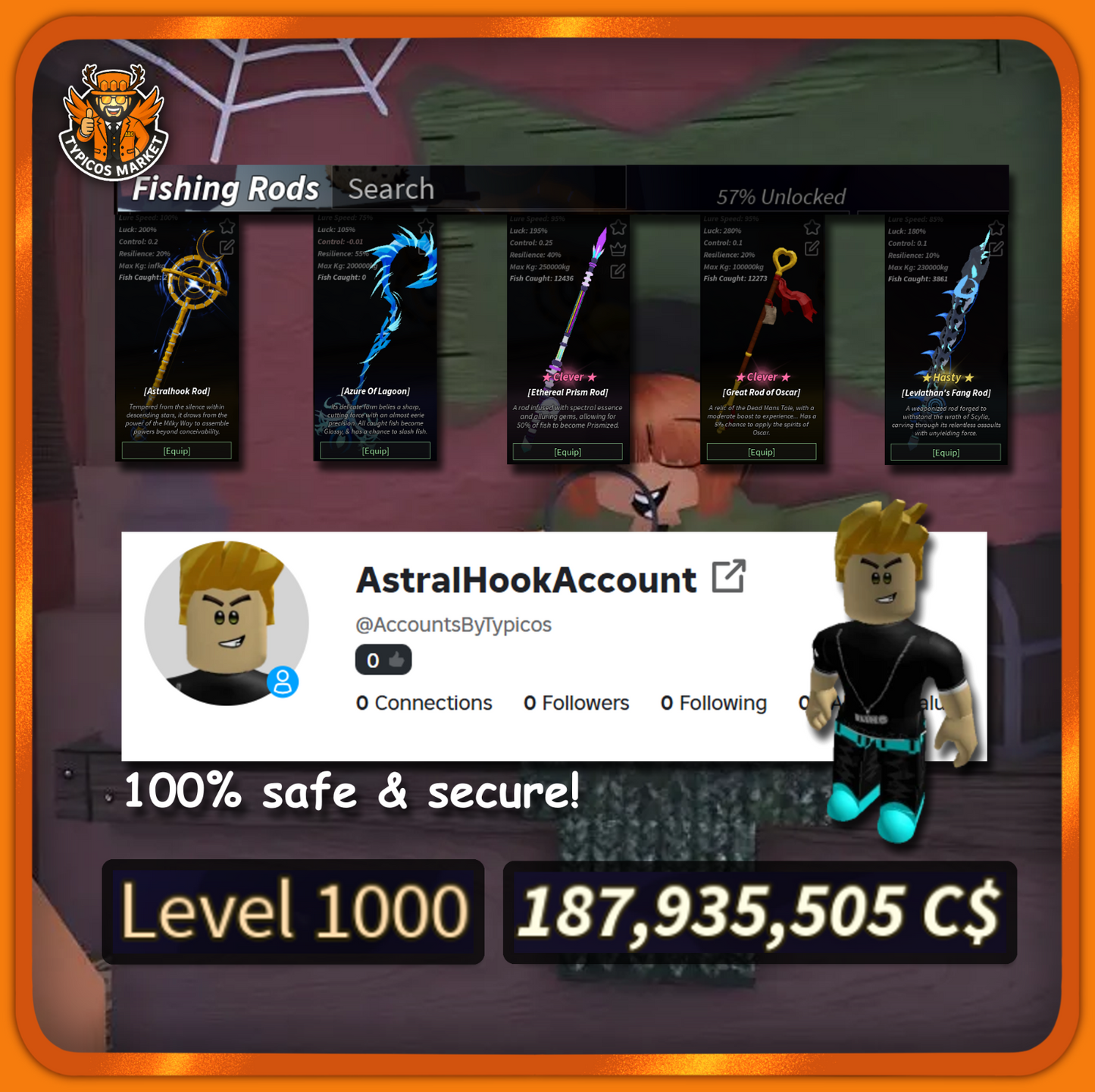 [FISCH] - AstralHook Rod / Unobtainable XP Reward [1000 LVL + CRAZY BONUSES]