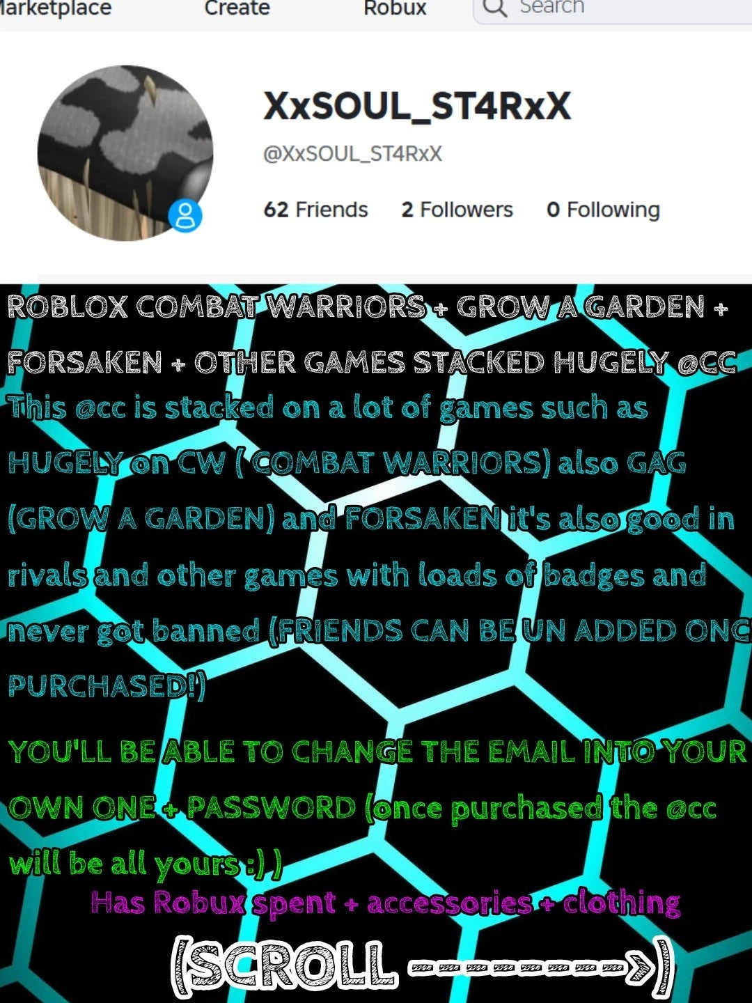 Roblox Account STACKED  grow a garden + CW LOADS MORE CHEAPEST