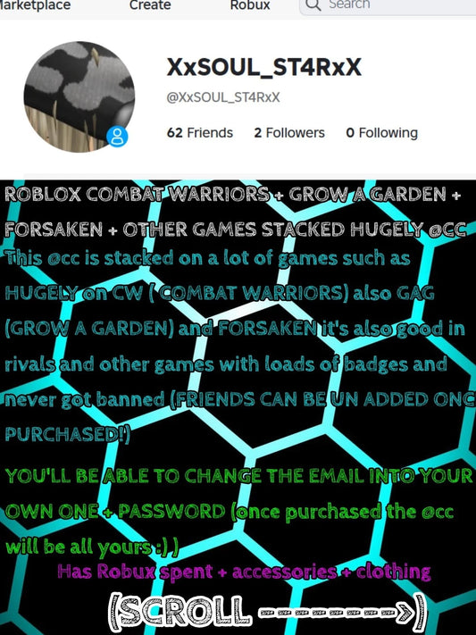 Roblox Account STACKED  grow a garden + CW LOADS MORE CHEAPEST