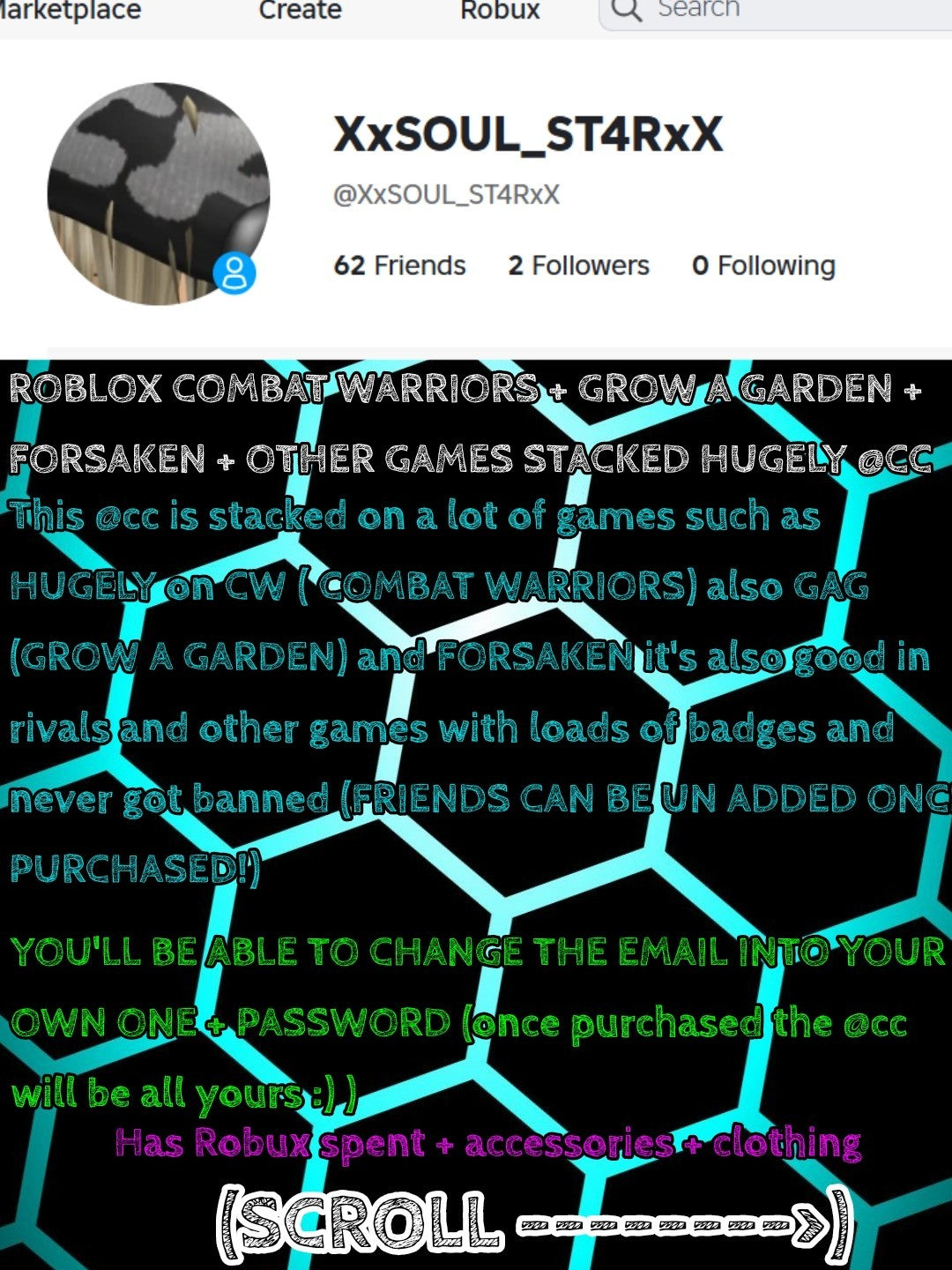 Roblox Account STACKED  grow a garden + CW + DIG LOADS MORE CHEAPEST