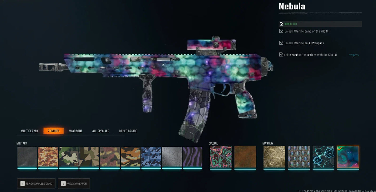 Call Of Duty Black Ops 6 Nebula Zombies Mastery Camo Grind