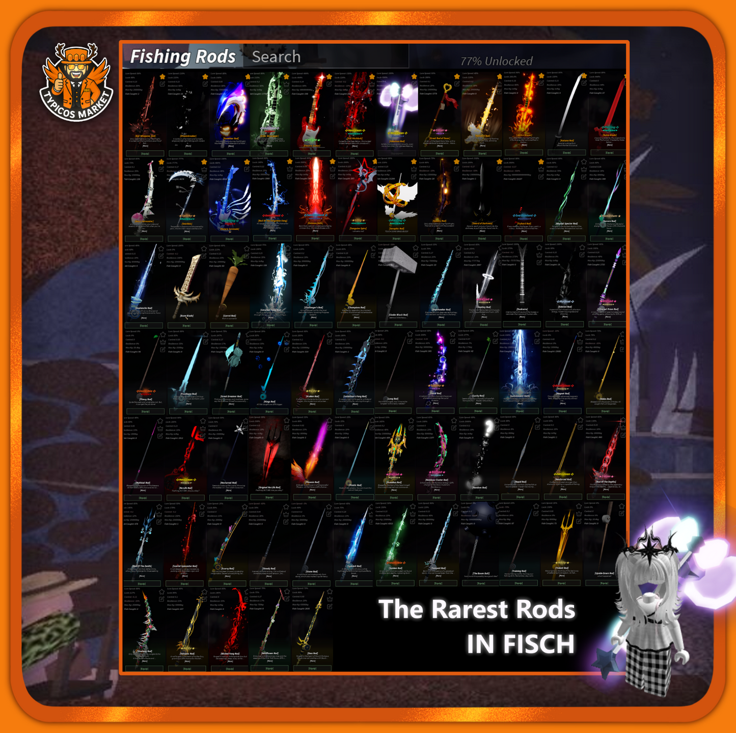 [FISCH] - Fabulous Rod + Polaris Serenade + Electric Guitar [77% Rods Unlocked]