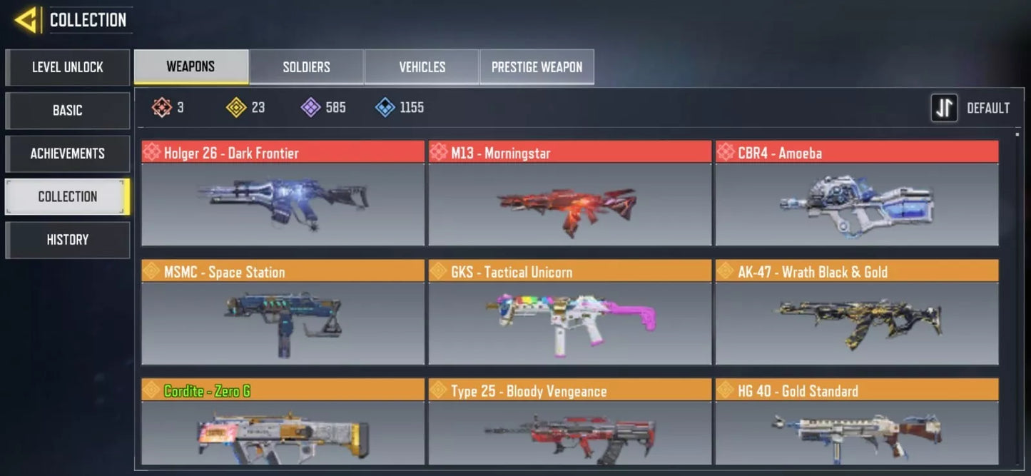 Call Of Duty Mobile From Season 2 And 23 Legendary and 3 mythic Gun's