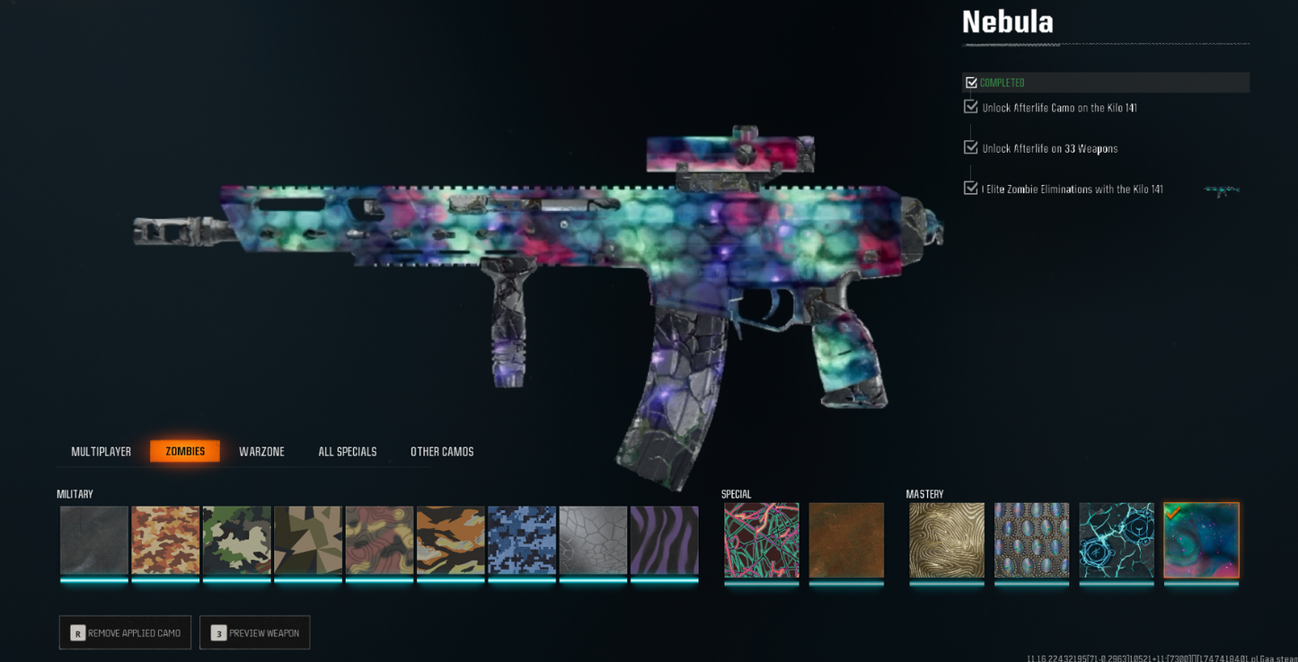 Call Of Duty Black Ops 6 Nebula Zombies Mastery Camo Grind