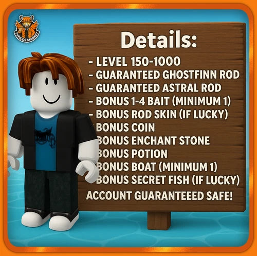 [FISH IT!] - Ghostfinn Rod + Astral Rod Stacked - 200 to 1000 lvl [RANDOM BONUS]